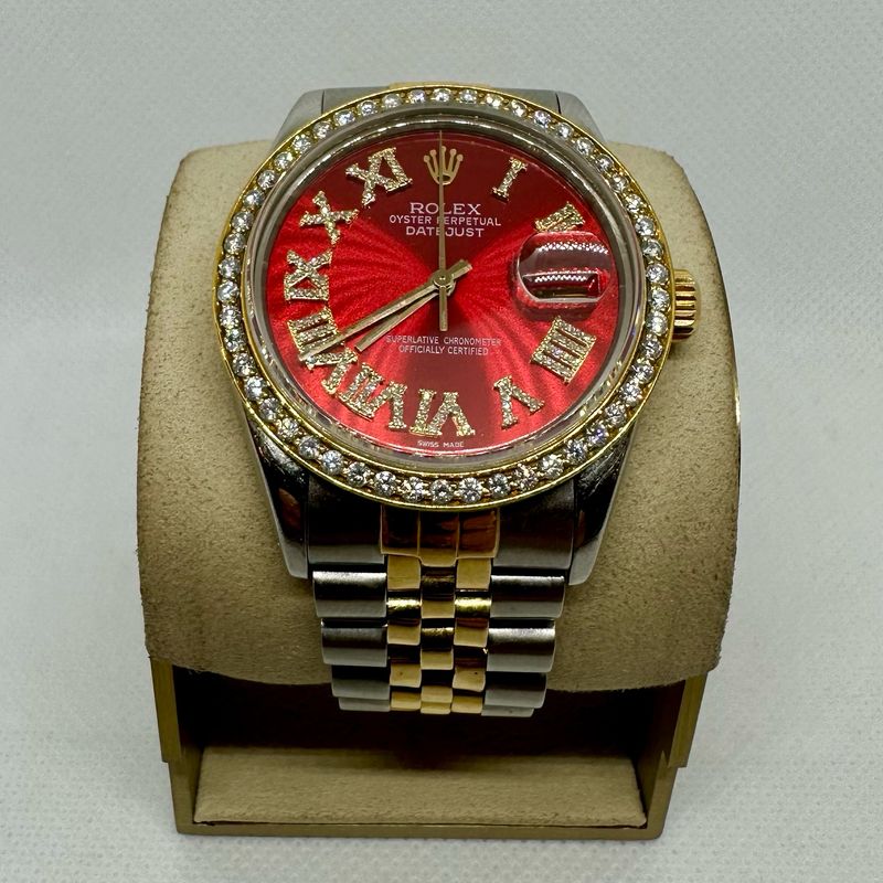1986 Rolex Datejust 36mm Two Tone Red Roman Dial