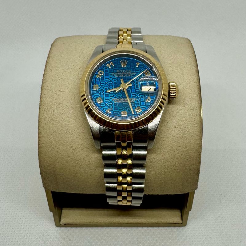 1990 Rolex DateJust 26mm Two Tone Blue Motif Dial