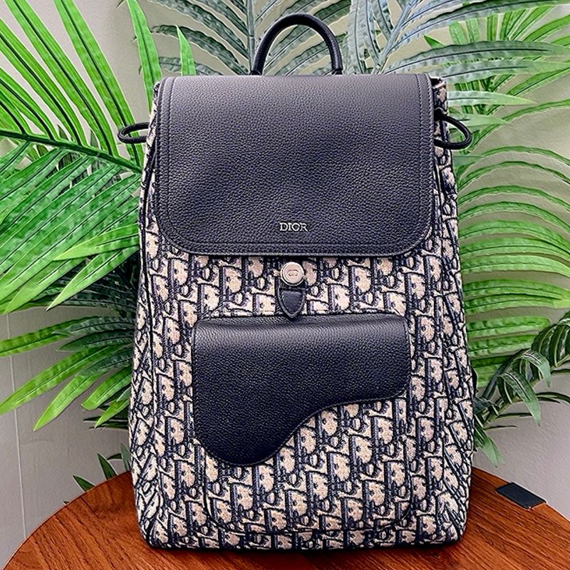 DIOR Oblique Canvas Saddle Backpack (LIKE NEW)
