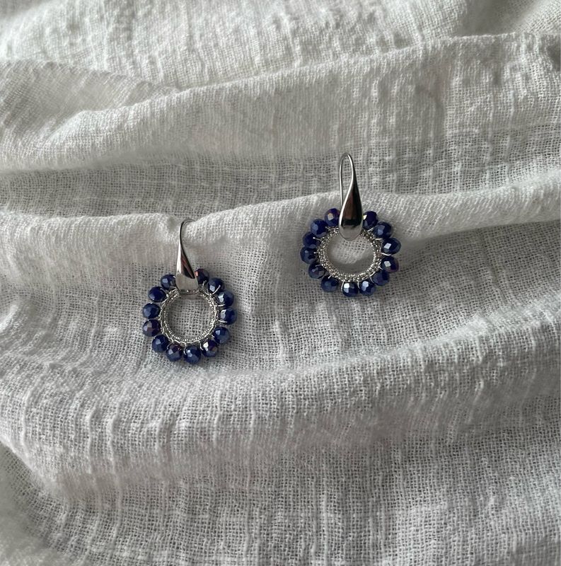 Eleganti orecchini argento con cristalli blu