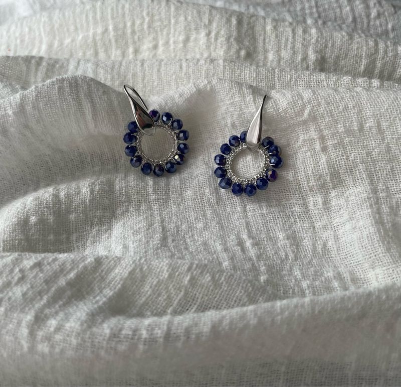 Eleganti orecchini argento con cristalli blu