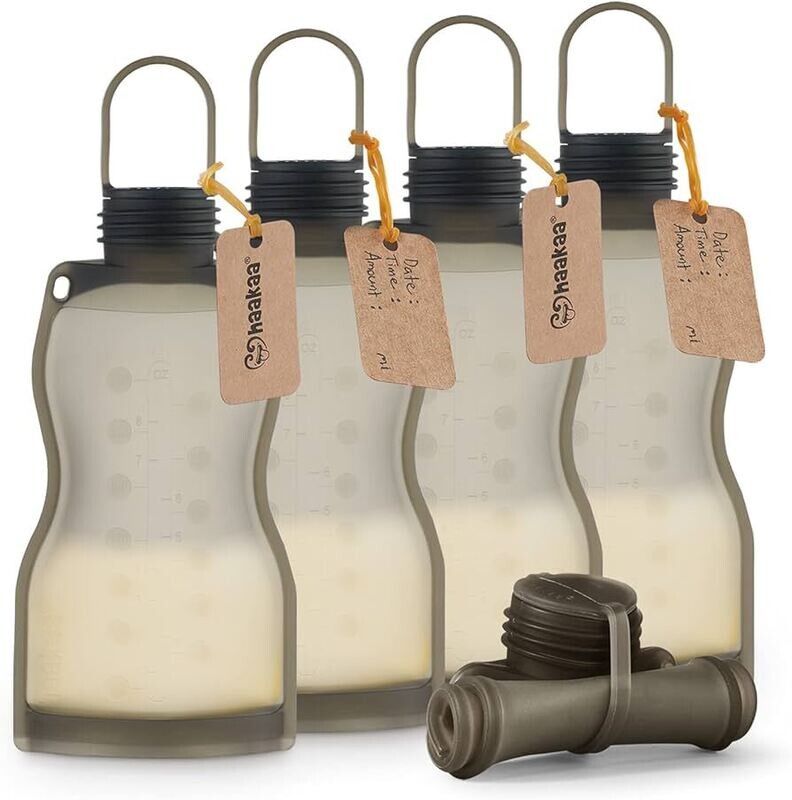 Pack 5 bolsas REUTILIZABLES para almacenar leche materna - 260ML - Haakaa