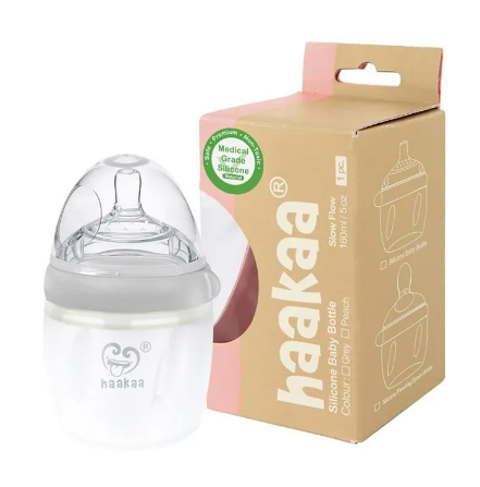 Biberón de 160ml (5 onzas)  de 100% silicona  - Haakaa
