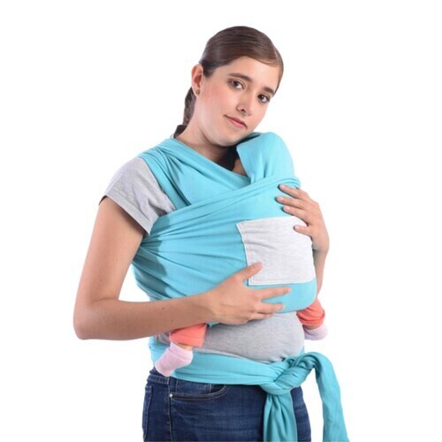 Fular cargador de bebe 100% algodon-Celeste