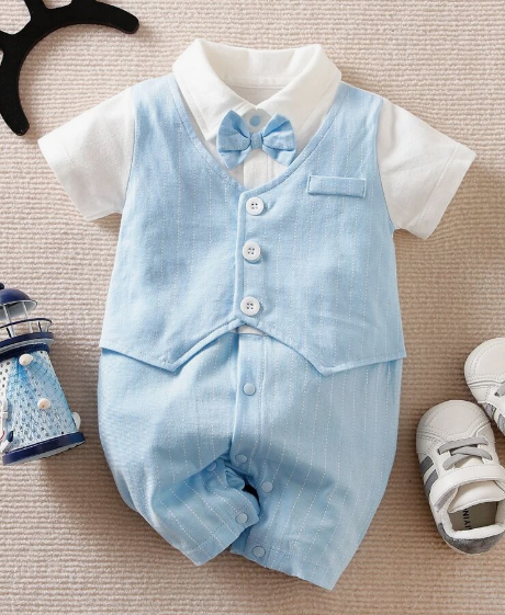 Body formal celeste -  Disponible talla 6 a 9 meses