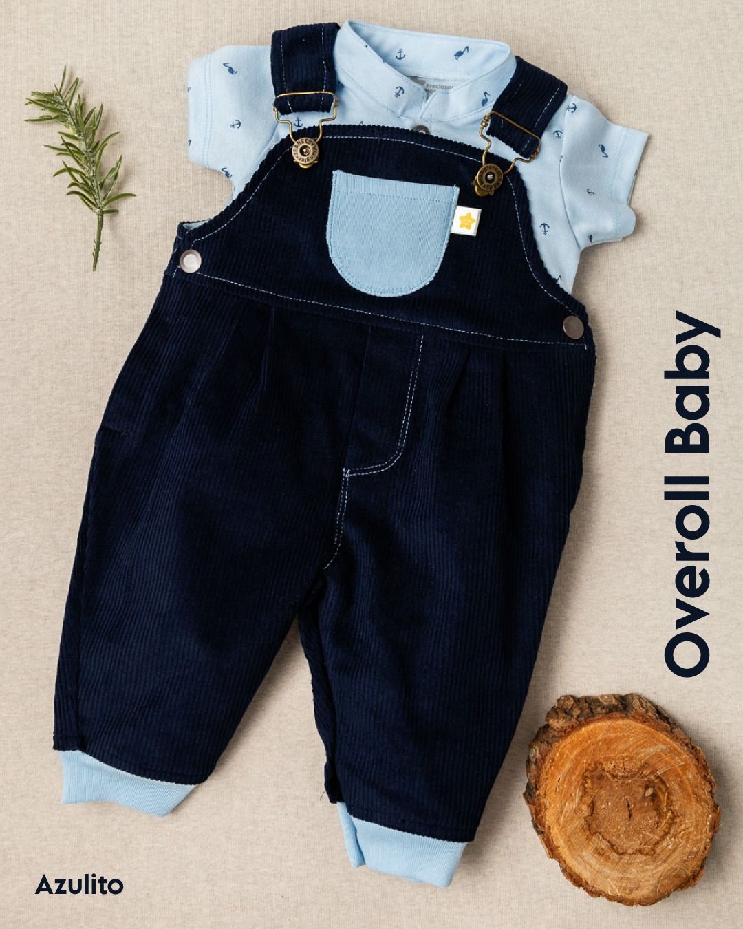 Overol Azul disponible en talla 0-6   18-24 Meses