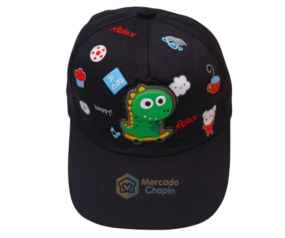 Gorra dino con luz para bebe - negro