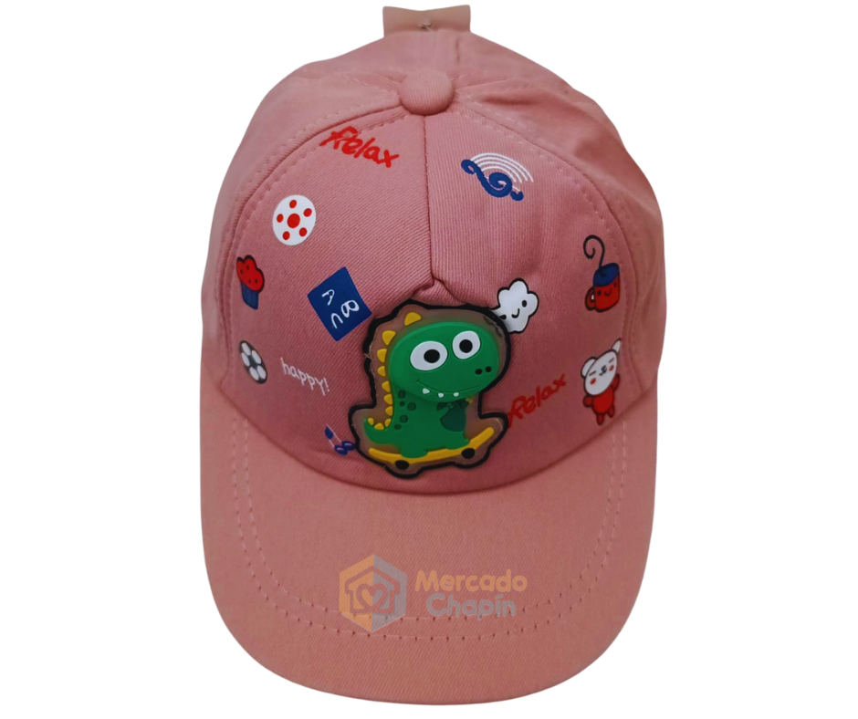 Gorra dino con luz para bebe - rosa