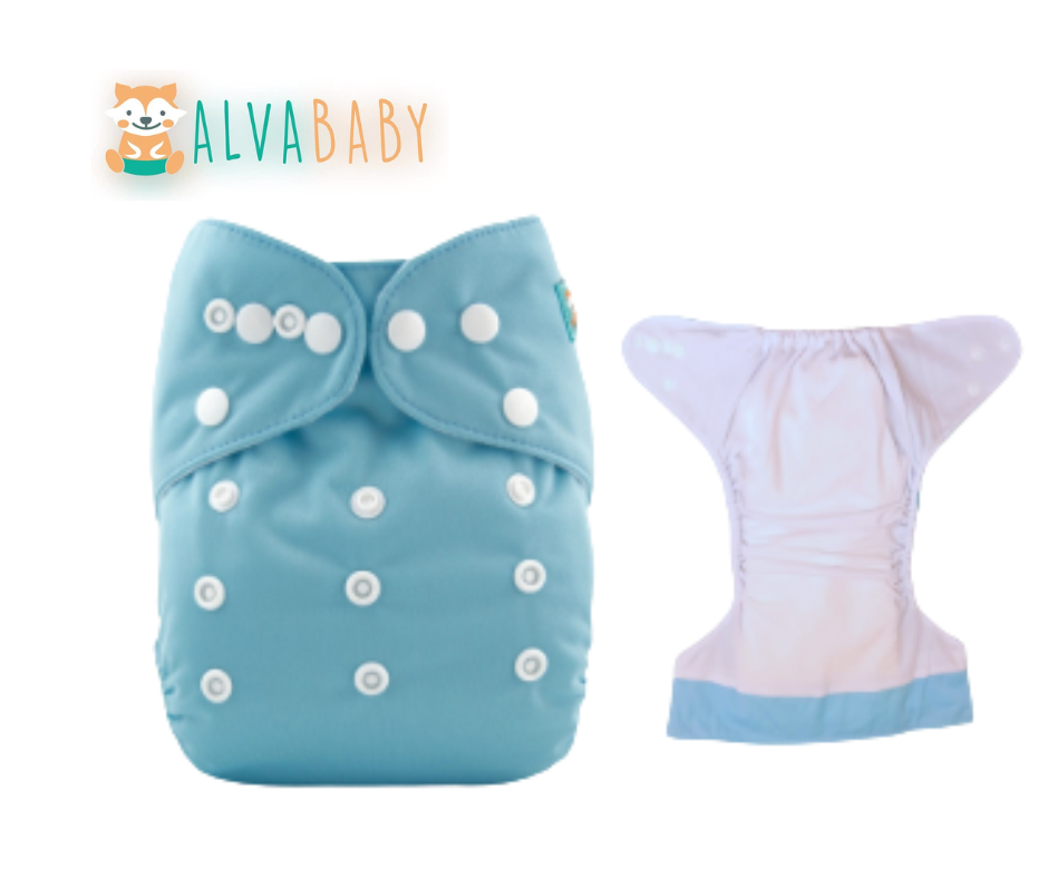 Pañal unitalla color liso CELESTE PASTEL - TD premiun Alvababy