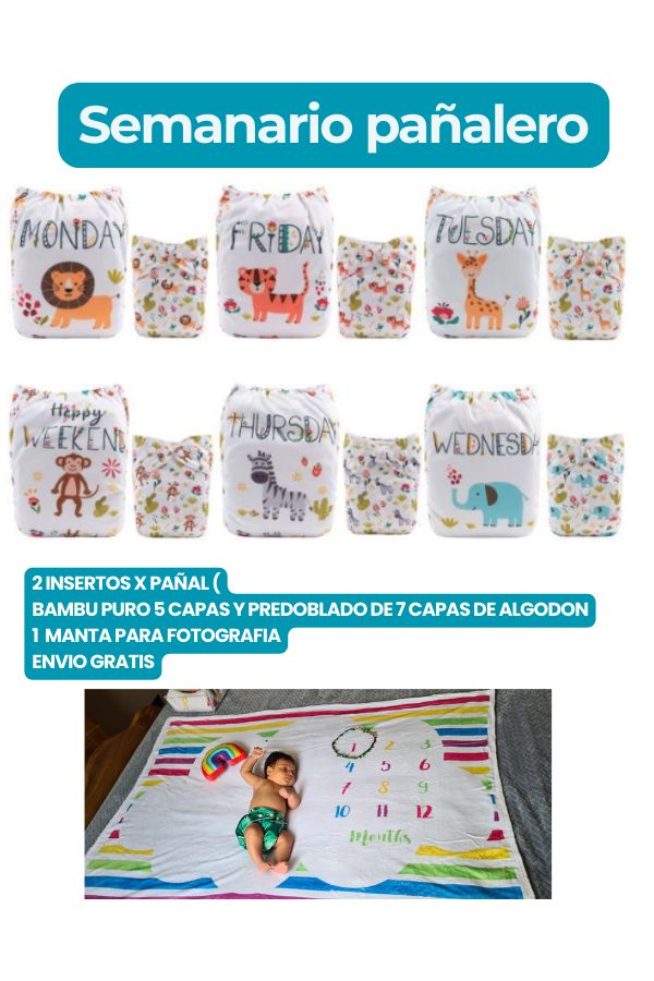 Combo de 6 pañales ecológicos ALVABABY premium