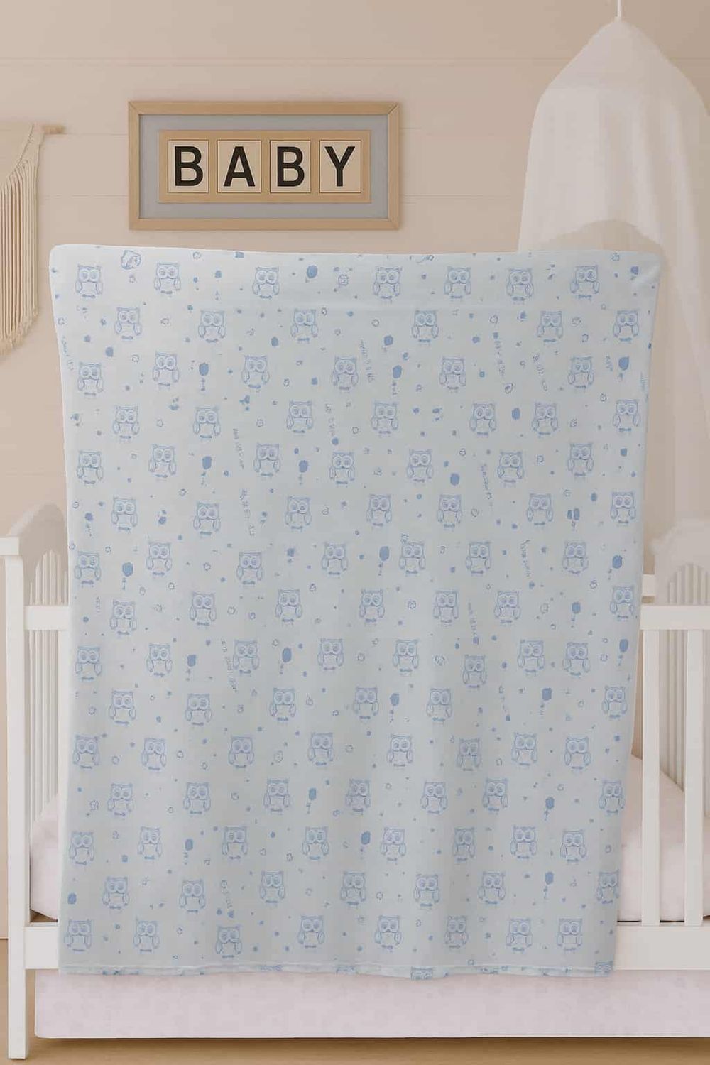 Poncho de algodon celeste