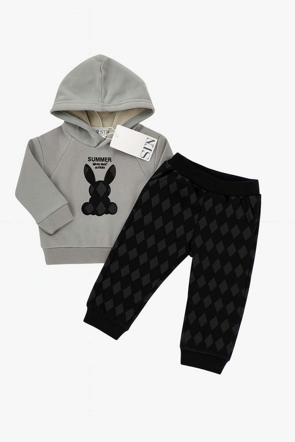 Conjunto sudadero conejo negro 0 hasta 12 meses