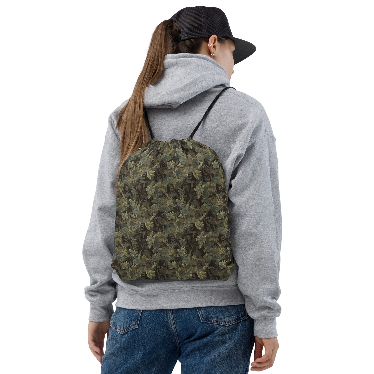 Drawstring Bag with A.I. Bigfoot Camo pattern