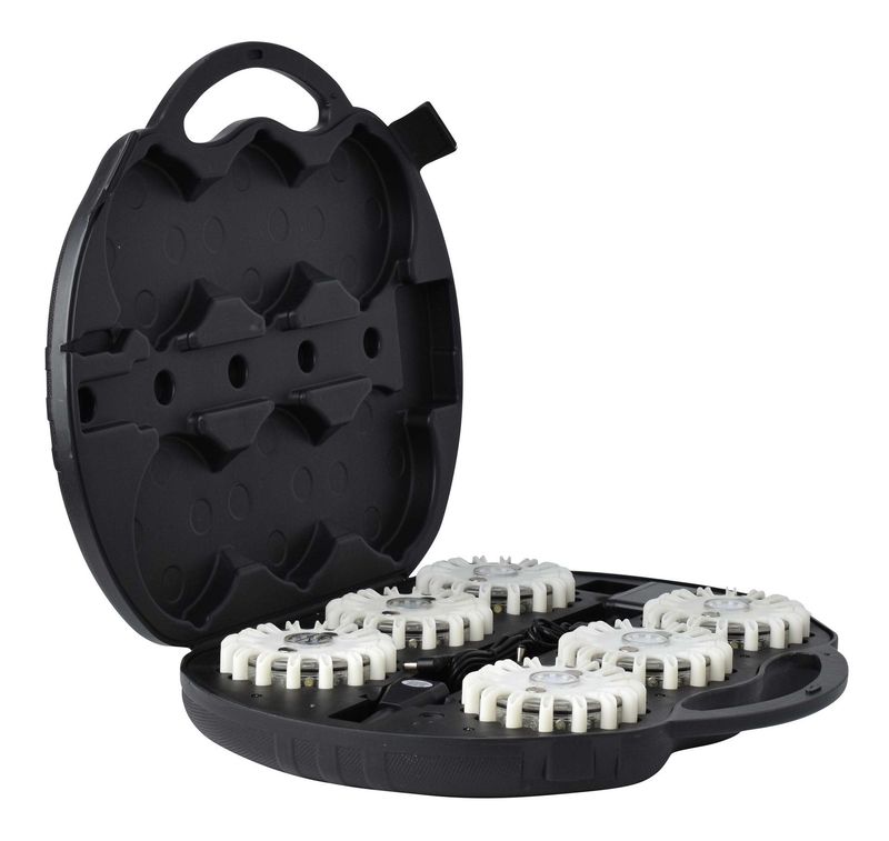 Valise de 6 balises led blanc magnétique et rechargeable spiraled