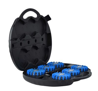 Valise de 6 balises led bleu magnétique et rechargeable spiraled