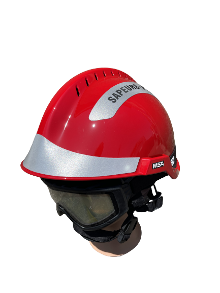 Casque F2 xtrem rouge sapeurs-pompiers avec lunettes responder MSA