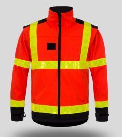 Veste softshell haute visibilité sapeurs-pompiers manches amovibles rouge bandes microprimes T2S