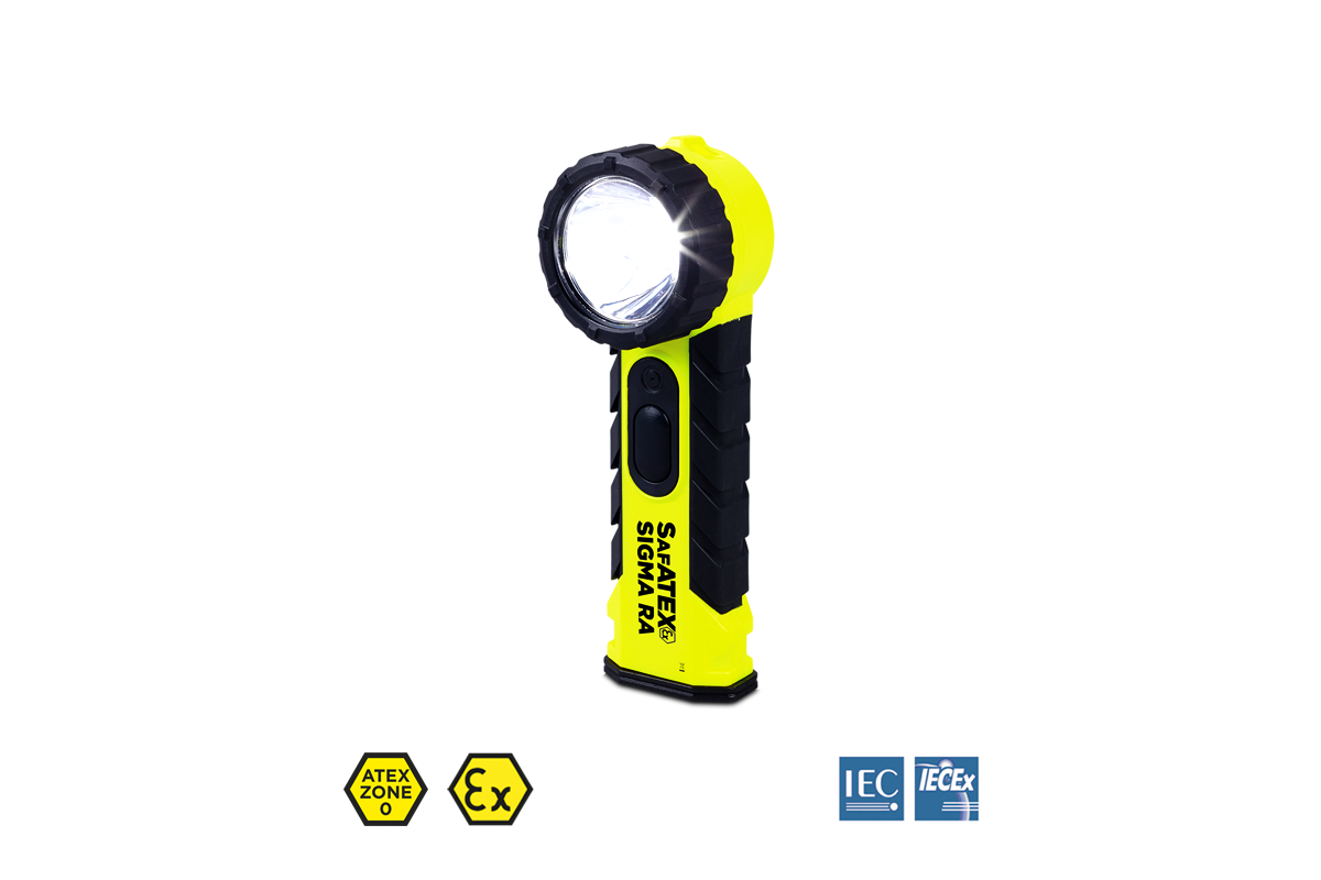 SafATEX Sigma RA – Lampe de poche à angle droit certifiée ATEX alimentée par piles NIGHTSEARCHER