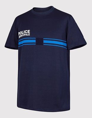 T-shirt jacquard police municipale bleu marine