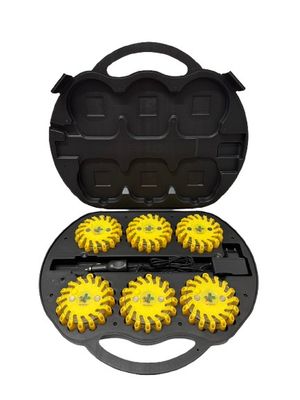 Valise ovale de 6 balises led jaune magnétique et rechargeable BG-SAFETY Valise ovale de 6 balises led jaune magnétique et rechargeable BG-SAFETY