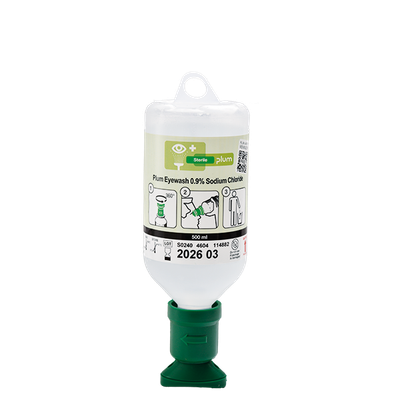 Lave-œil Eyewash 0.9% Solution de chlorure de sodium Naci 0,9% 500mL PLUM