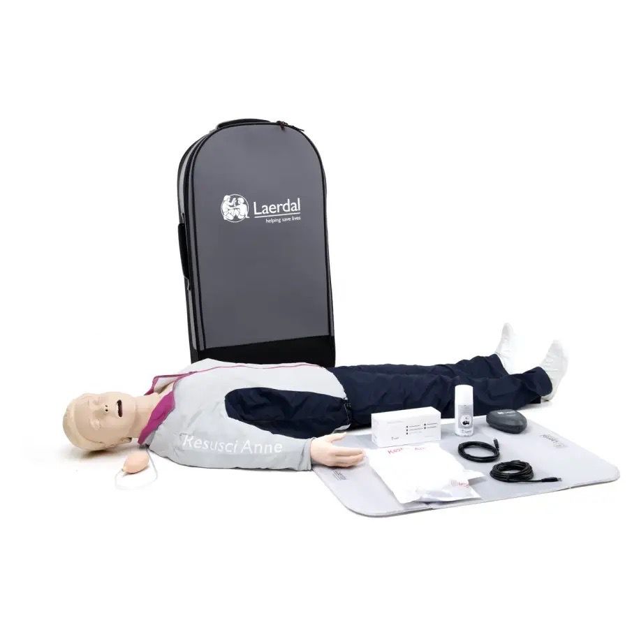mannequin Nouveau Resusci Anne QCPR AW Airways + tête gestion VA voies aériennes Corps entier en valise trolley  LAERDAL