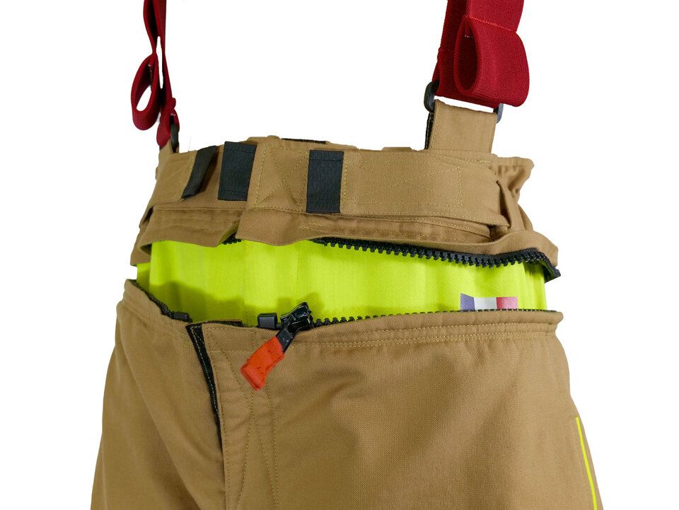 Pantalon d'intervention de protection incendie sapeurs-pompiers - coque externe - coloris rouge et sable PAUL BOYE