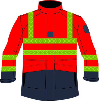Parka / veste de pluie haute visibilité marquage sapeurs-pompiers ALEX/HV2 CODUPAL