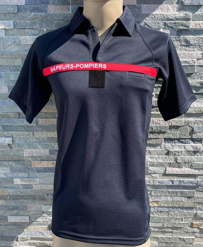 Polo technique pompier manches courtes zip Polo technique pompier manches courtes zip