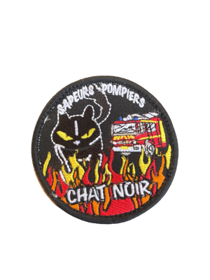 Écusson brodé sapeurs-pompiers chat noir - bords noirs BG-SAFETY