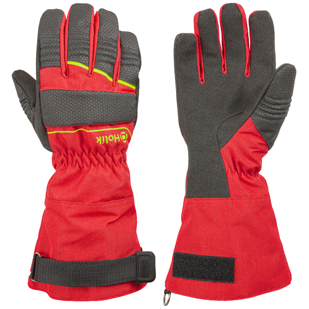 Gants d'attaque feux sapeurs-pompiers textile CRYSTAL LONG rouge HOLIK