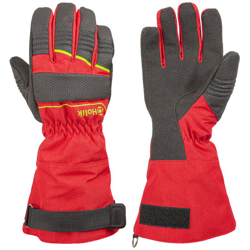 Gants d'attaque feux sapeurs-pompiers textile CRYSTAL LONG rouge HOLIK