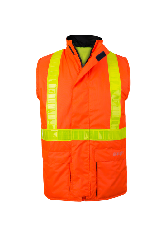 Gilet multinormes haute visibilité MANON bandes microprisme jaunes orange CODUPAL