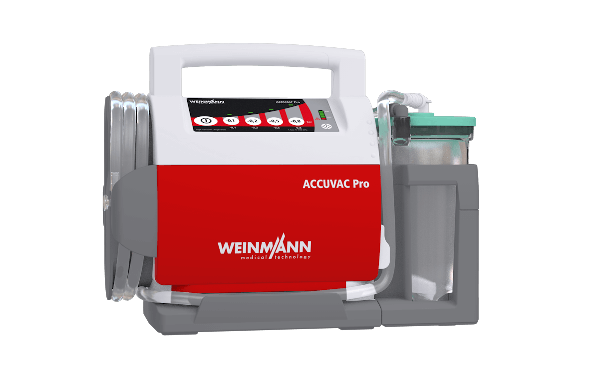 Aspirateur de mucosités Accuvac Pro avec système à usage unique WEINMANN - avec bloc d’alimentation/chargeur pour 100 V à 240 V