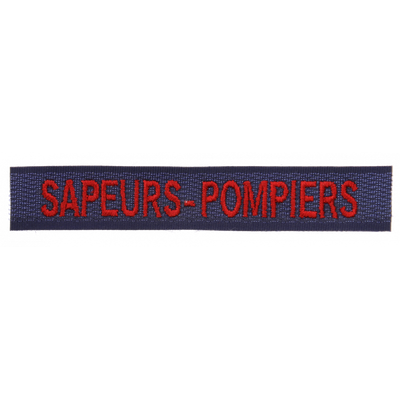 Bande patro SAPEURS-POMPIERS broderie rouge velcro bleu marine