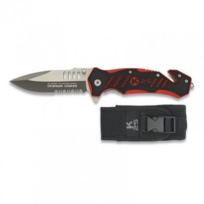 Couteau pliant pompier G10 K25 rouge-noir. L 8.7 ALBAINOX