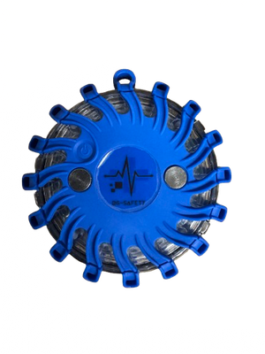 Balise de signalisation led bleue magnétique et rechargeable - bouton plat - BG-SAFETY