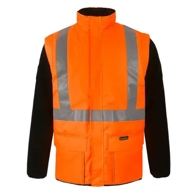 Gilet matelassé MAELIS B haute visibilité orange manches amovibles CODUPAL Gilet matelassé MAELIS B haute visibilité orange manches amovibles CODUPAL