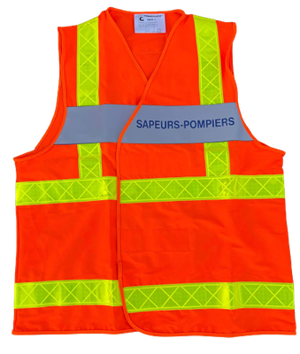 Gilet haute visibilité orange bandes microprisme jaune sapeurs-pompiers CODUPAL Gilet haute visibilité orange bandes microprisme jaune sapeurs-pompiers CODUPAL