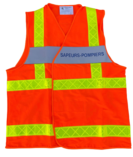 Gilet haute visibilité orange bandes microprisme jaune sapeurs-pompiers CODUPAL