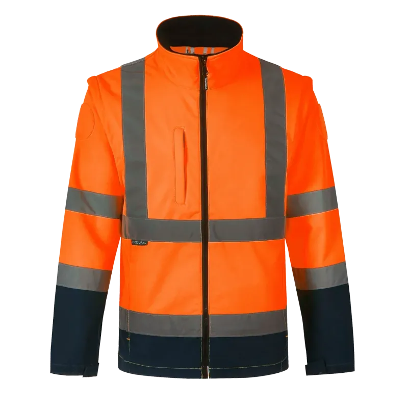 Veste softshell ZOE orange haute visibilité manches amovibles CODUPAL