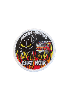 Écusson brodé sapeurs-pompiers chat noir - bords blancs BG-SAFETY Écusson brodé sapeurs-pompiers chat noir - bords blancs BG-SAFETY