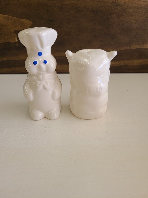 Vintage Pillsbury Doughboy &amp; Flour Sack Salt &amp; Pepper Shakers