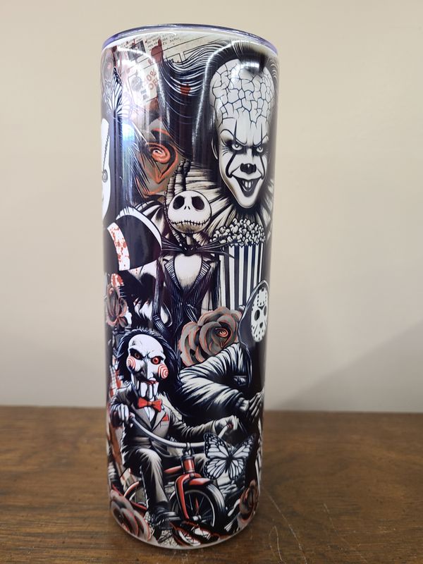 Halloween 20oz tumbler with IT on it