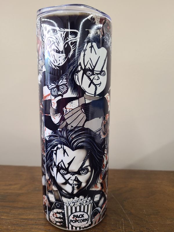 Halloween 20oz tumbler with IT on it