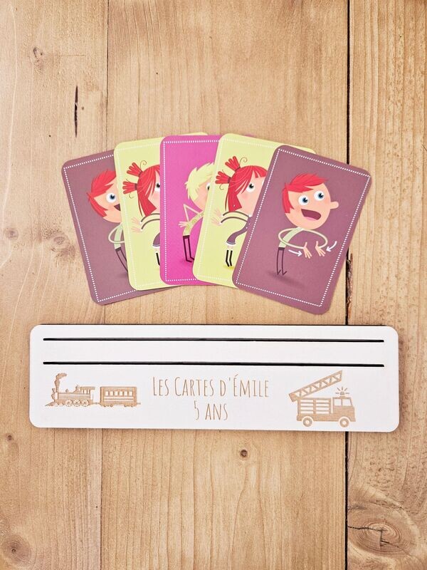 Support cartes  de jeu pompier train