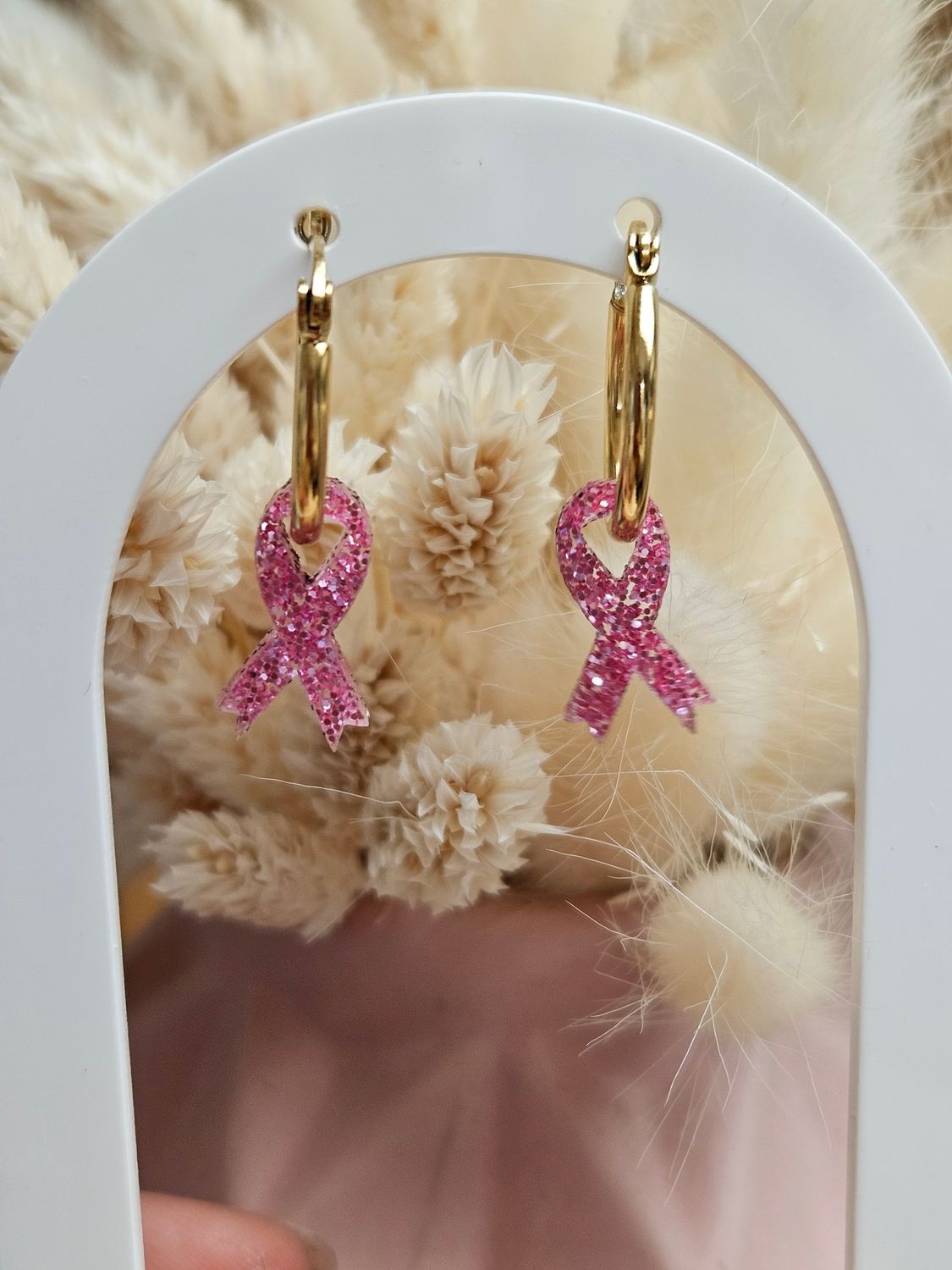 Boucle d'oreille RUBAN OCTOBRE ROSE