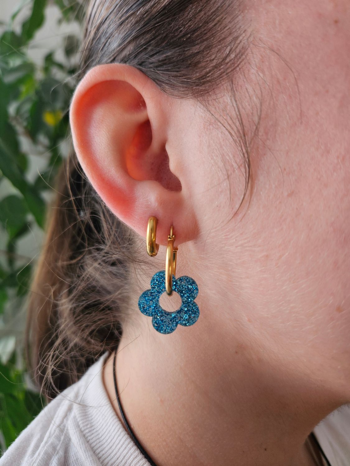 Boucle d'oreille ZELIE- BLEU PAILLETTE