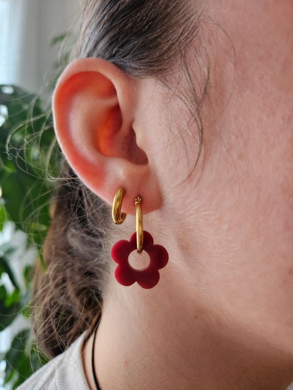 Boucle d'oreille ZELIE - ROUGE CERISE