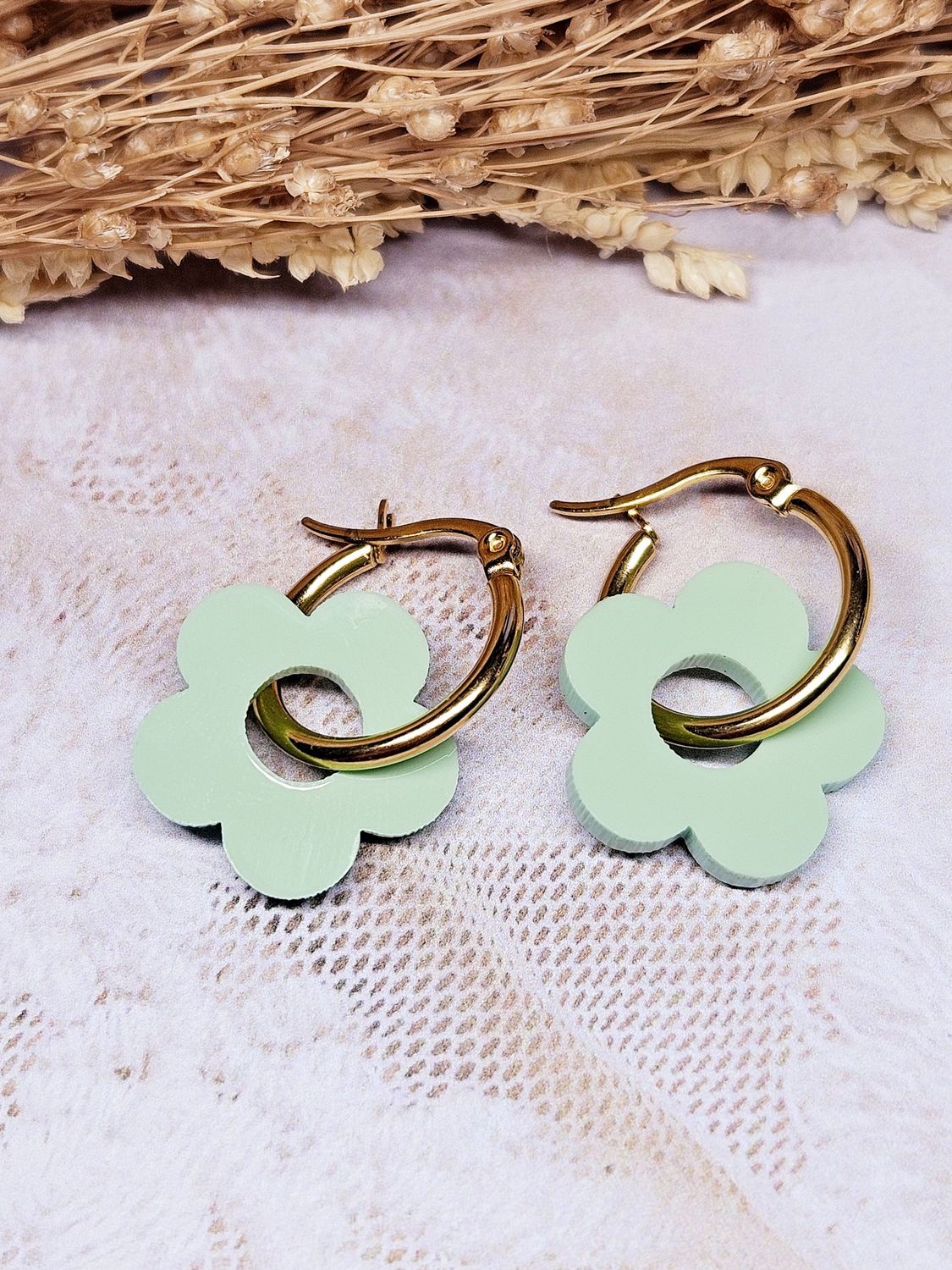 Boucle d'oreille ZELIE - VERT PASTEL